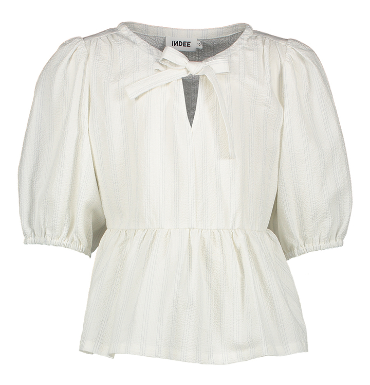 Witte bloes met lichtblauwe strepen Sweet Indee