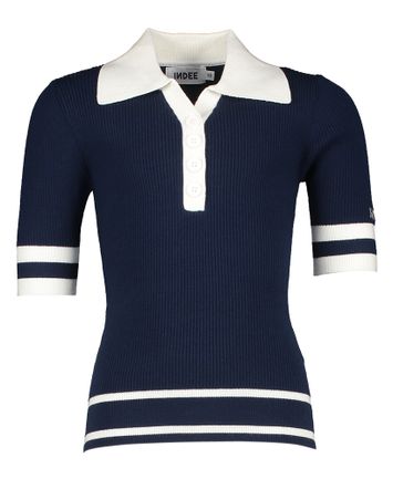 Donkerblauwe trui met kraag Santorini Indee