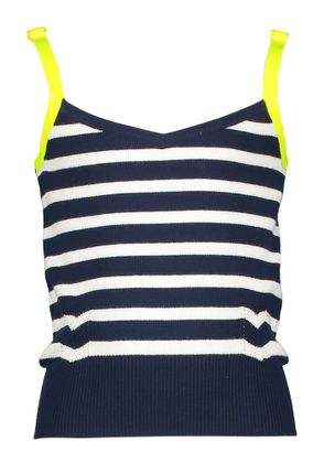 Indee Blauw wit gestreepte top met fluo gele bandjes Slovenia