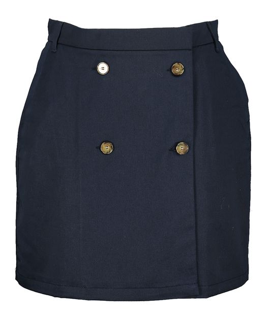 Donkerbluwe rok met bruine knopen Sunday Indee