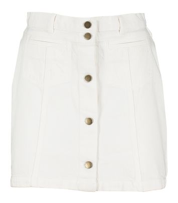 Witte korte jeansrok met knopen Samba Indee