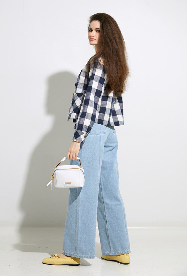 Lichtblauwe straight fit jeans met hoge taille Song Indee