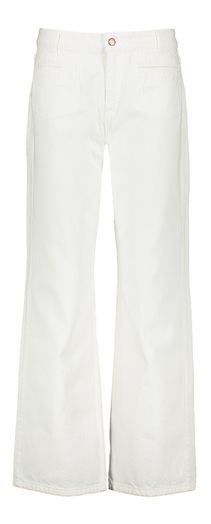 Witte straight fit jeans met hoge taille en opgestikt ezakken Smile Indee