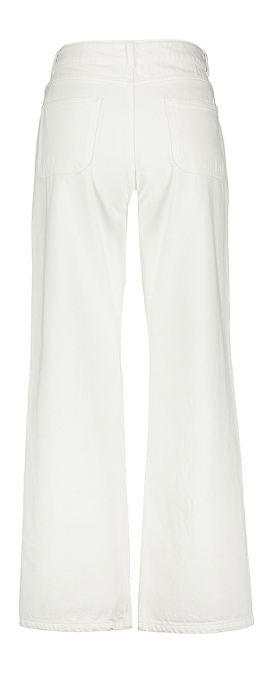 Witte straight fit jeans met hoge taille en opgestikt ezakken Smile Indee