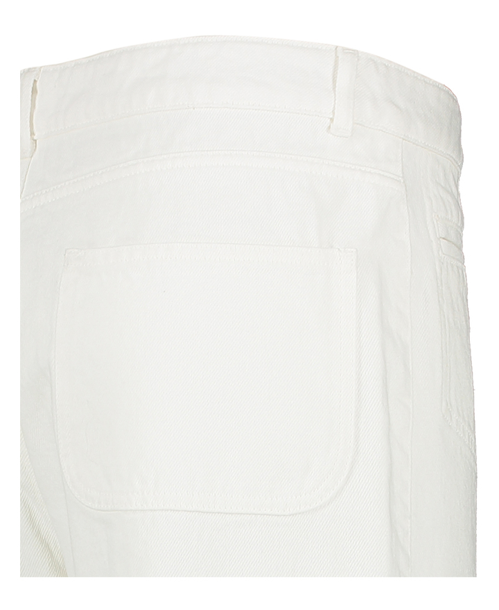 Witte straight fit jeans met hoge taille en opgestikt ezakken Smile Indee