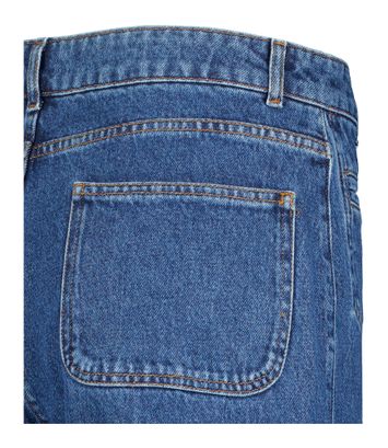 Donkerblauwe straight fit jeans met hoge taille Smile Indee 