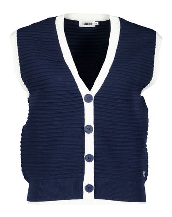 Donkerblauwe mouwloze gilet in ribbel Spa Indee