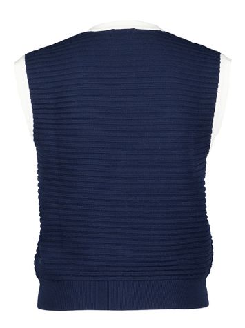 Donkerblauwe mouwloze gilet in ribbel Spa Indee