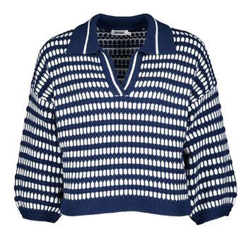 Wit met blauw gestreepte trui Sablon Indee