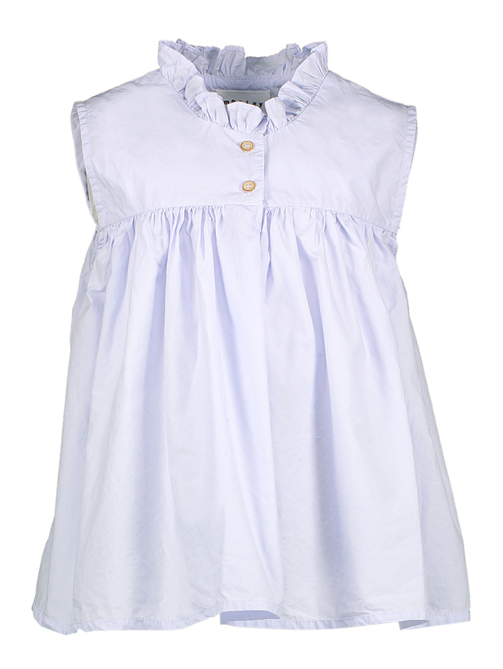 Blauwe katoenen bloes met plooien Wisteria Prisma Morley