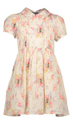 Morley Creme kleureige jurk met roze bloemenprint Wanda Jolie