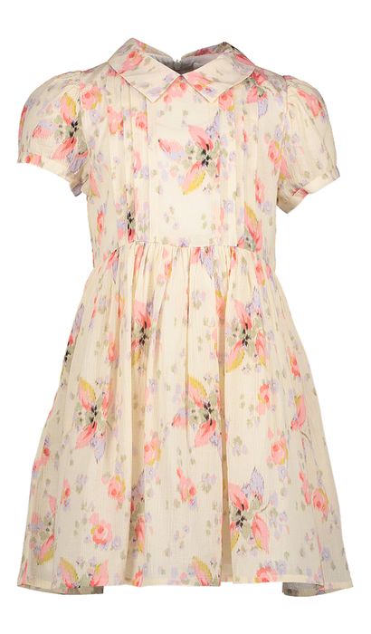 Creme kleureige jurk met roze bloemenprint Wanda Jolie Morley