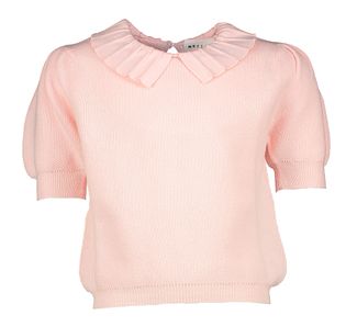 Morley Roze T-shirt met sierlijke kraag Wesley