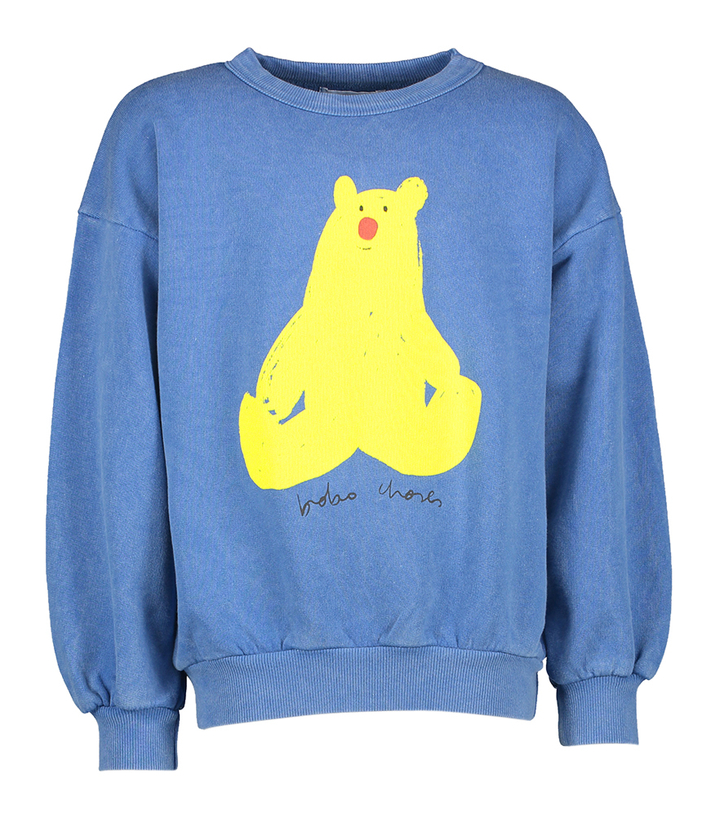 Blauwe sweater met gele beer Bobo Choses