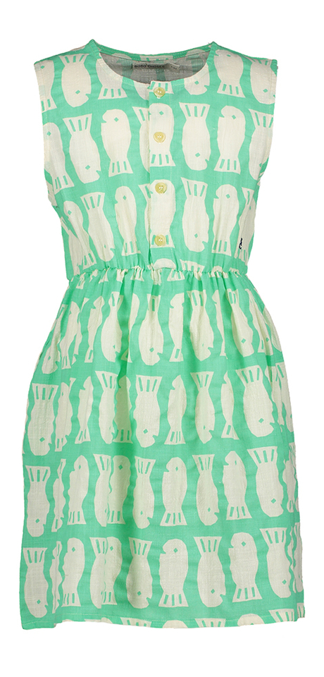 Groene jurk met vissen print Bobo Choses
