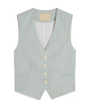 Josh V Sky Blue gestreept mouwloze gilet Rudy