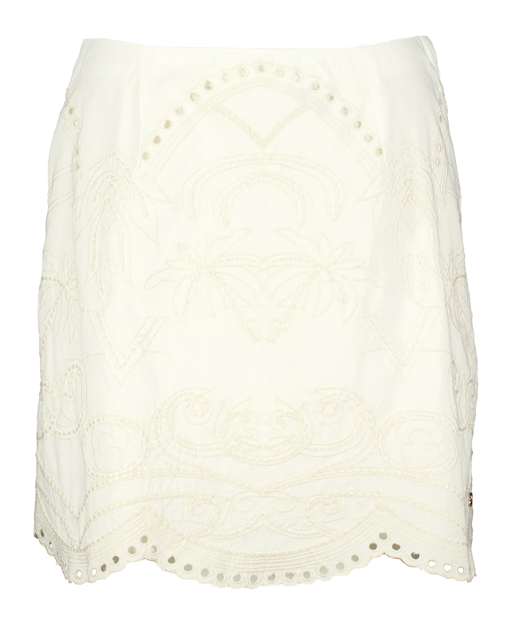 Witte katoenen rok met borduring Cati Josh V