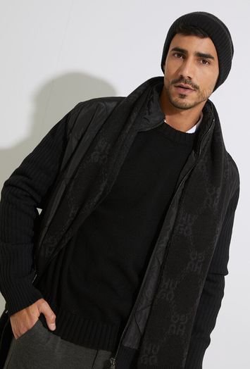Zwarte puffer jacket met gebreide mouwen Sybon Hugo Boss