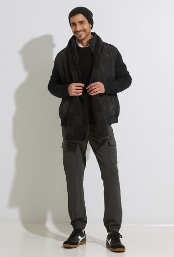 Zwarte puffer jacket met gebreide mouwen Sybon Hugo Boss
