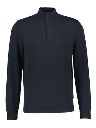 Hugo Boss Donkerblauwe trui met rits en rechtopstaande kraag
