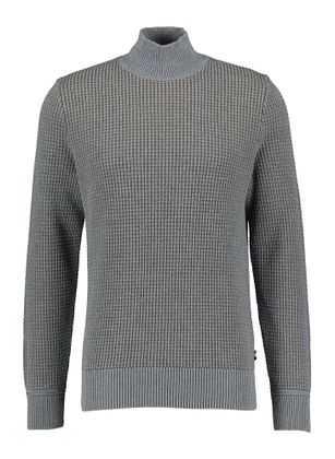 Hugo Boss Antracietkleurige pull met olijfgroene details en ronde hals Emaurei