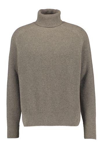 Donkerbeige trui met kabels en rolkraag Hugo Boss 
