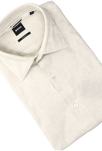 Light beige katoenen hemd (regular fit) en lange mouwen Hugo Boss
