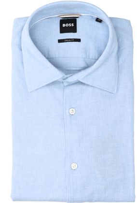 Hugo Boss Light/pastel blue katoenen hemd ( regular fit) en lange mouwen