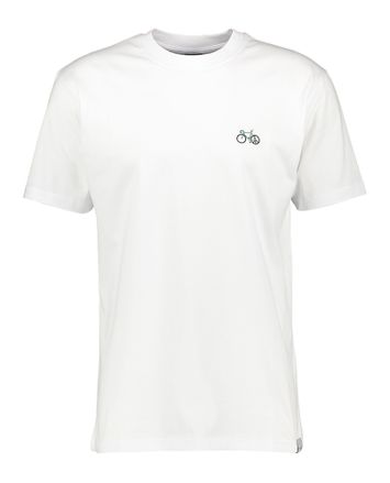Witte katoenen t-shirt met fiets logo Iriedaily