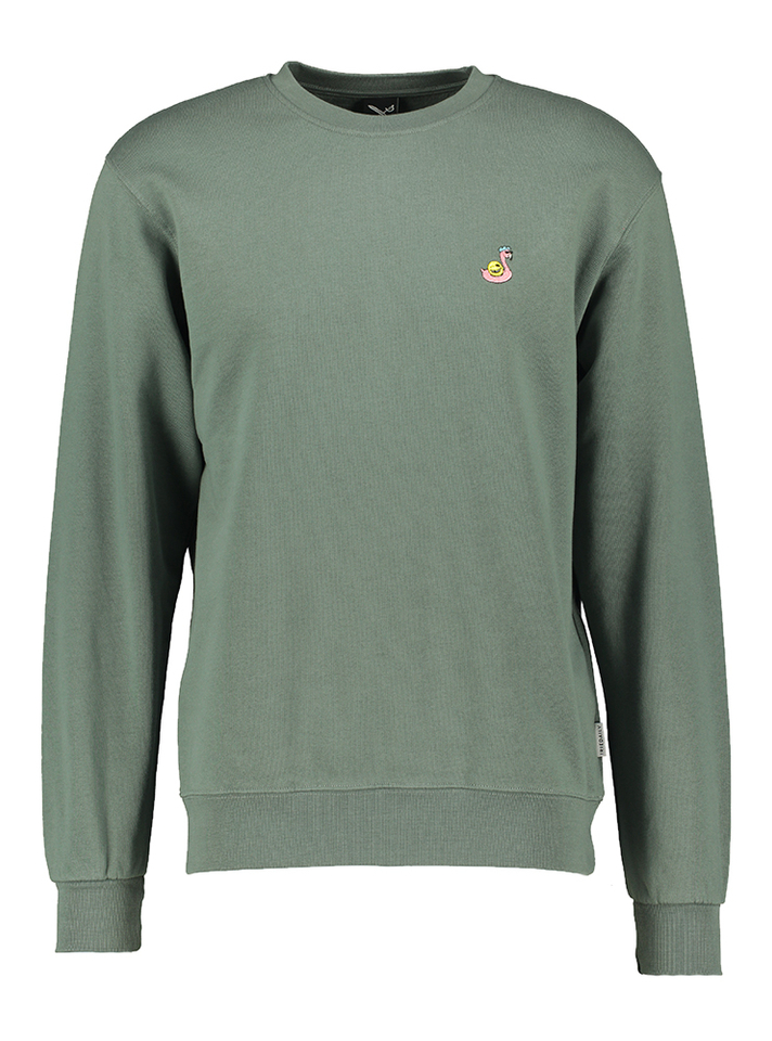 Kaki sweater met flamingo Iriedaily