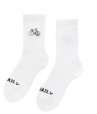 Iriedaily Witte katoenen kousen met fietslogo