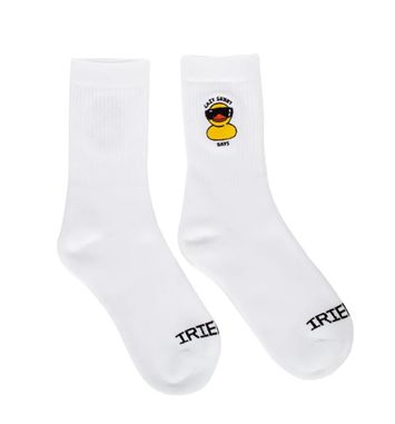 Witte katoenen kousen met eend logo Iriedaily