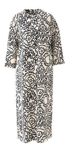Ecru lange jurk met zwarte print Aurelie Lalotti