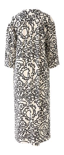 Ecru lange jurk met zwarte print Aurelie Lalotti