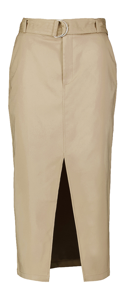 Beige kokerrok met split Siesqo Lalotti 