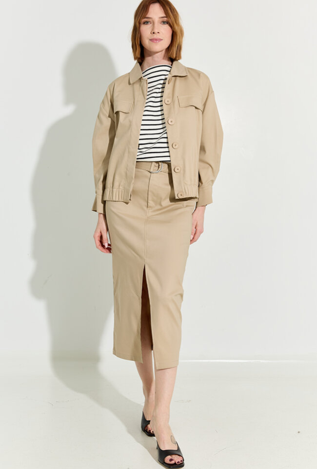 Beige kokerrok met split Siesqo Lalotti 