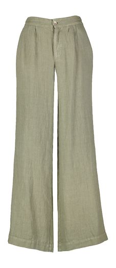 Legergroene linnen broek Ginette Lalotti