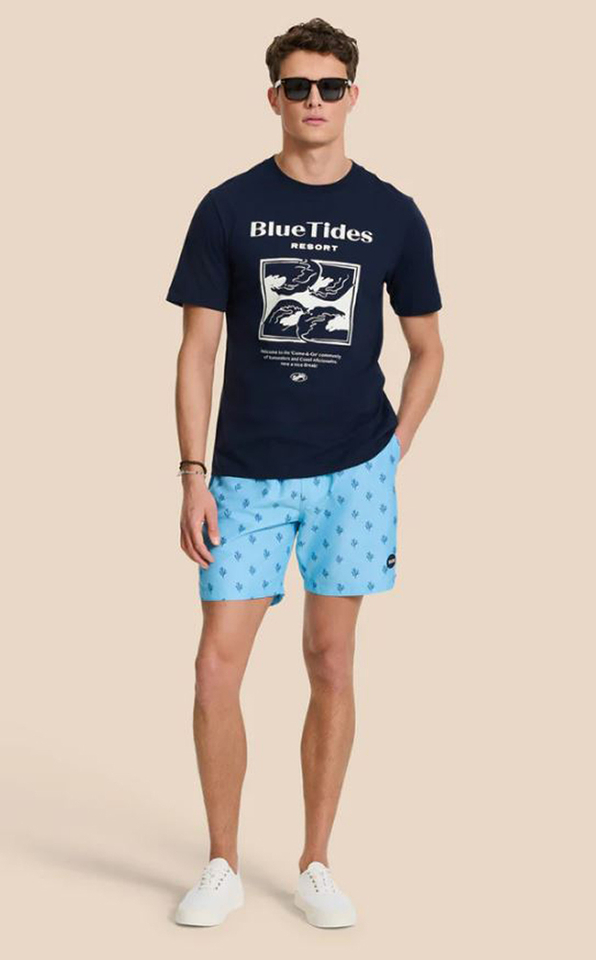  Blue sky zwemshort Mike sketced coral Shiwi