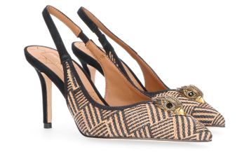 Bruin en zwarte pumps in rotan Kurt Geiger