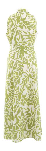 Lange linnen maxi-jurk met groene bloemenprint Marie Mero