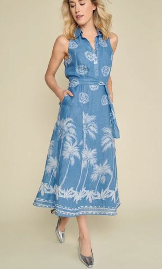 Blauwe jurk met print Marie Mero 