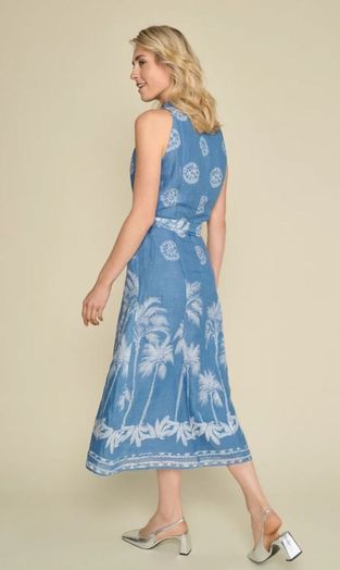 Blauwe jurk met print Marie Mero 
