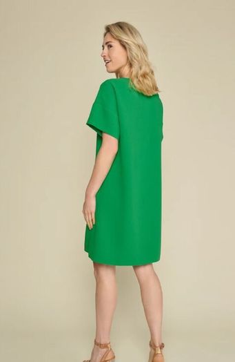 Felgroene jurk met boothals Marie Méro