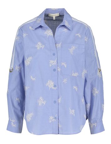 Blauwe katoenen bloes met bloemenprint Marie Mero 