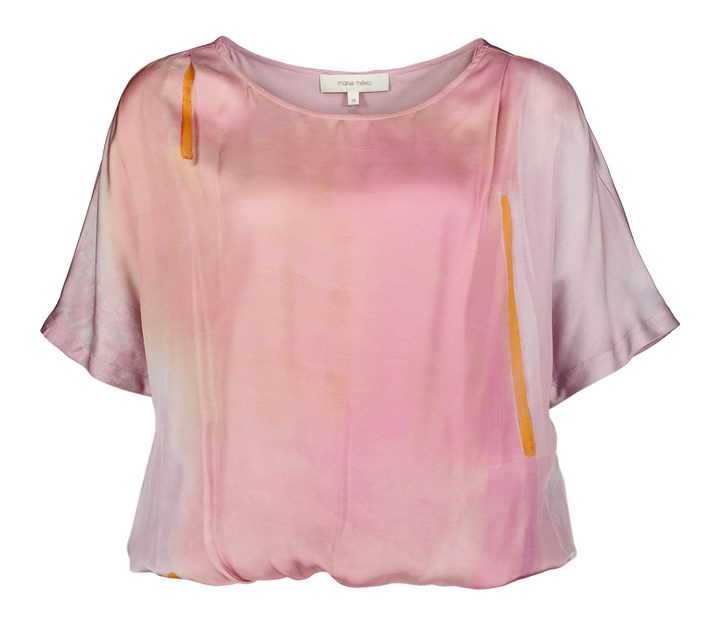 Paarse blouse met oranje details en korte mouwen Marie Méro