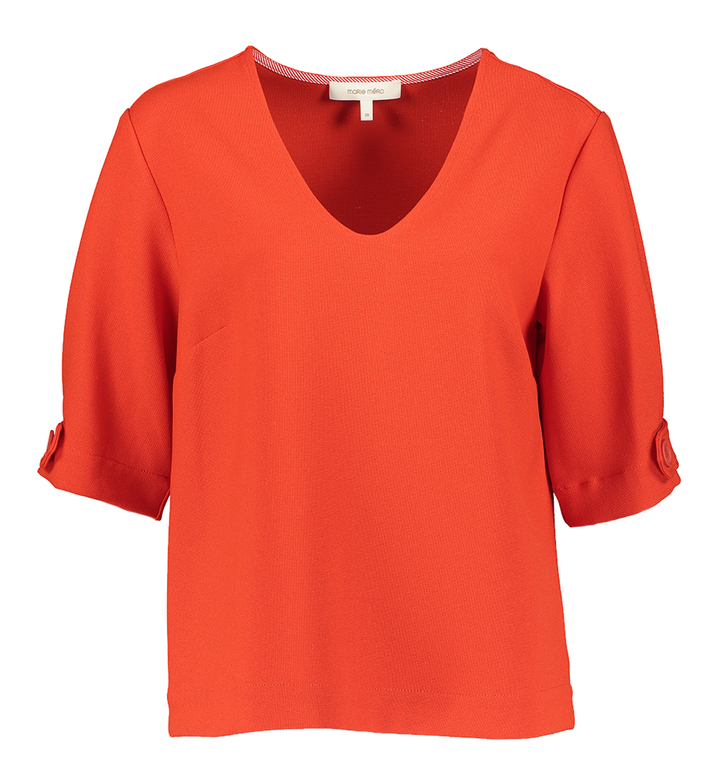 Rode bloes met v-hals en 3/4 mouwen Marie Méro 