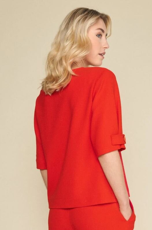 Rode bloes met v-hals en 3/4 mouwen Marie Méro 