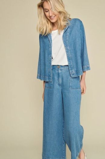Blauwe openvallende jeansvest Marie Mero