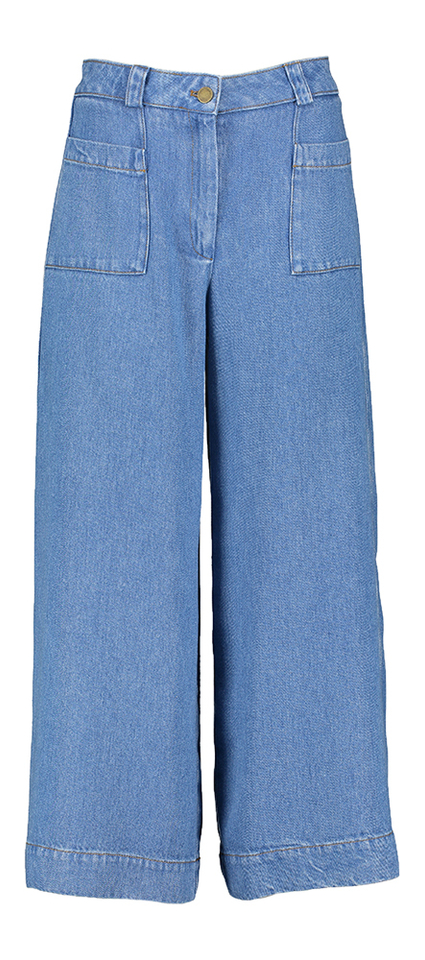 Blauwe wide leg jeans met opgestikte zakken Marie Mero