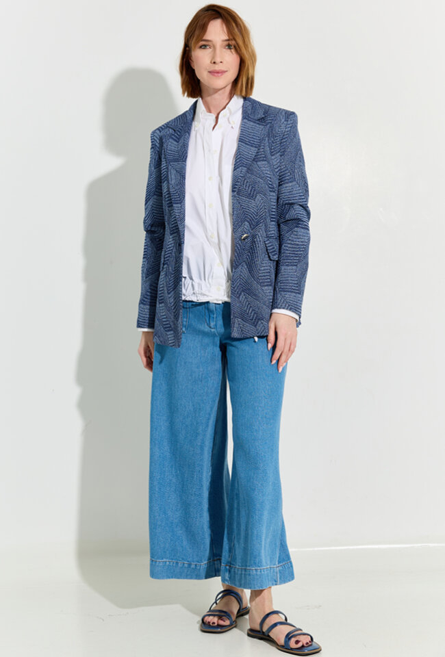 Blauwe wide leg jeans met opgestikte zakken Marie Mero